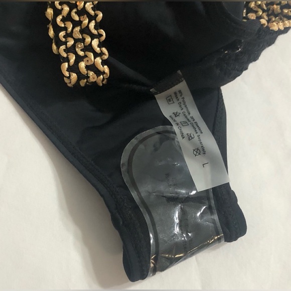 Milumia swimsuit stitch detail strapless one piece cut out Bandeau black.L - Picture 3 of 3